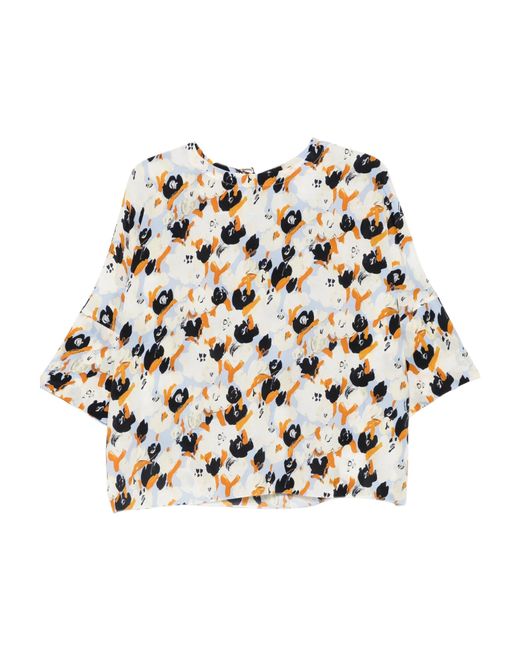 Marni White Floral-Pattern Blouse