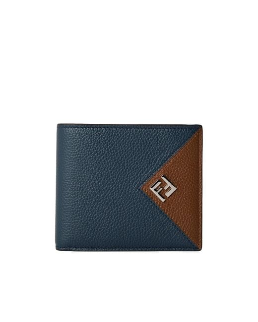 Fendi Blue Leather Wallet Crafted for men