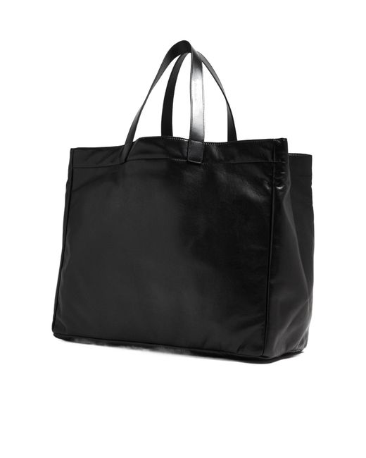 Anine Bing Black Large Rio Logo Patch Tote Bag