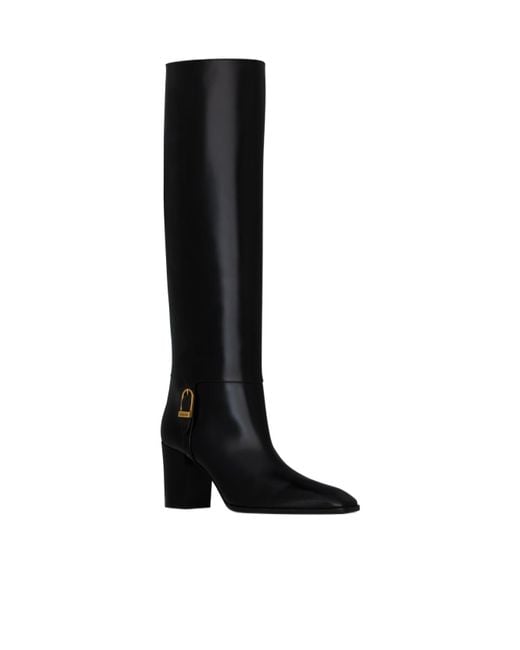 Saint Laurent Black Julia Square Toe Boots