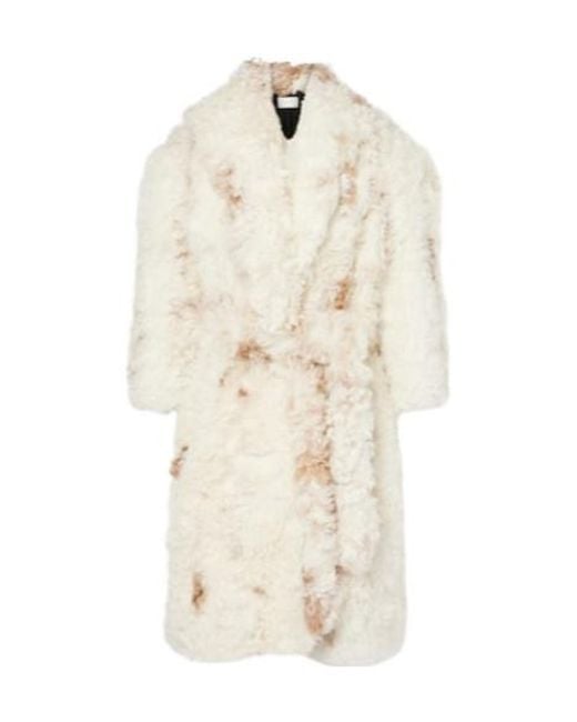 Magda Butrym White Belted Shearling Coat