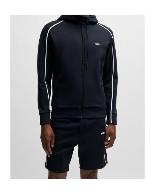 Boss Blue Boss Zip-Up Drawstring Hoodie for men