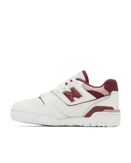 New Balance White 550 Rouge'