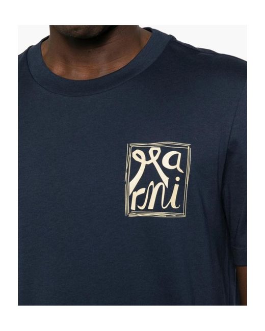 Marni Blue Short Sleeved Crew-Neck T-Shirt for men