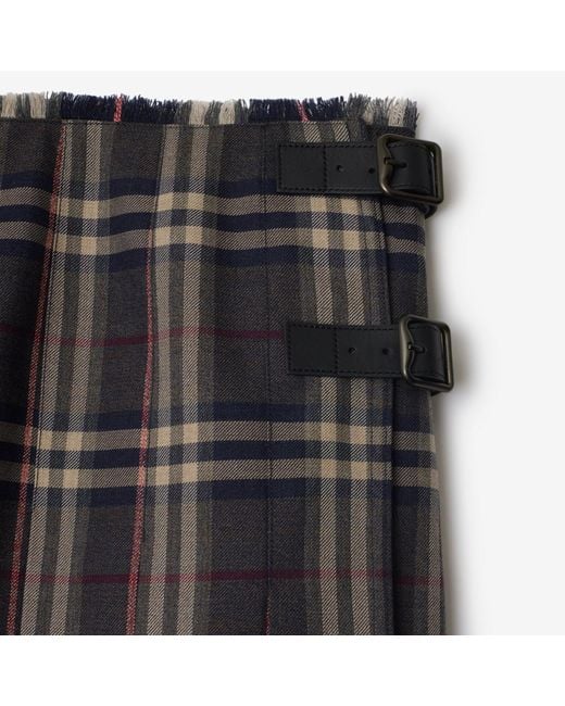 Burberry Black Checked Pleated Mini Skirt