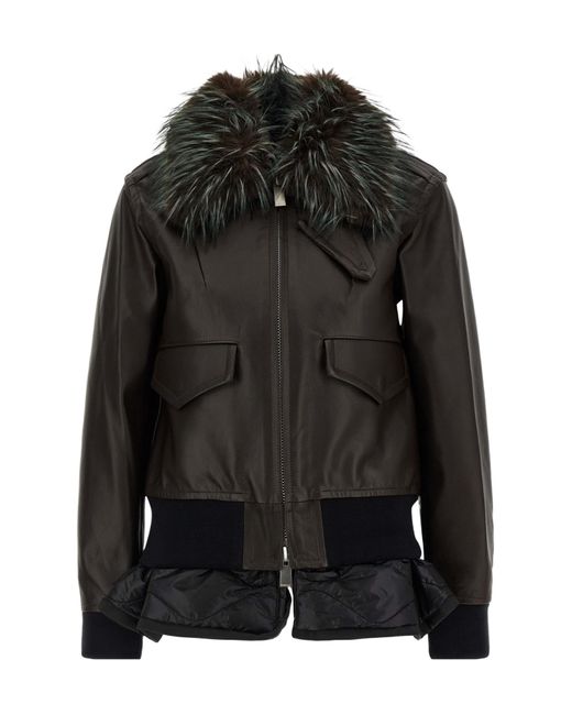 Sacai Black 1 Zipped Leather Jacket