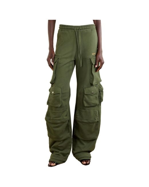 The Attico Green Cotton Tapered Cargo Pants