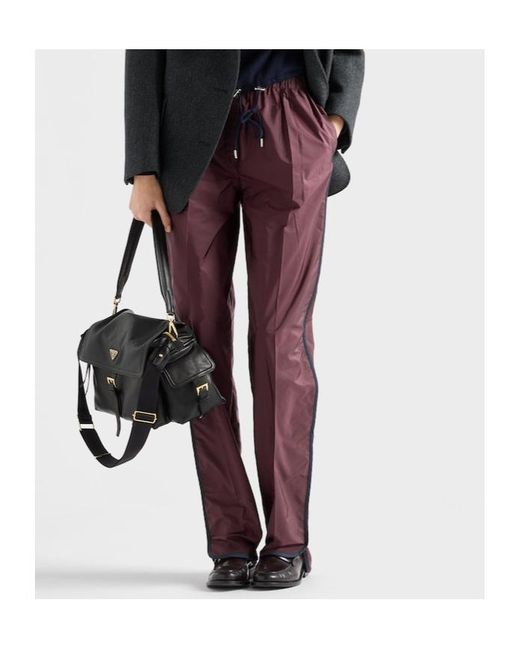 Prada Purple Triangle-Logo Elasticated Waistband Pants