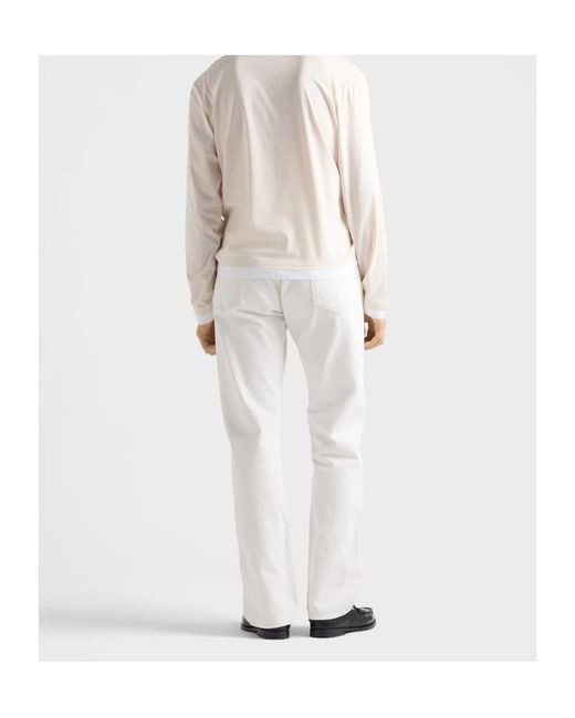 Prada White Old Denim Five-Pocket Jeans for men