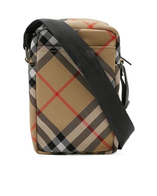 Burberry Green Checked Zipped Phone Bag for men
