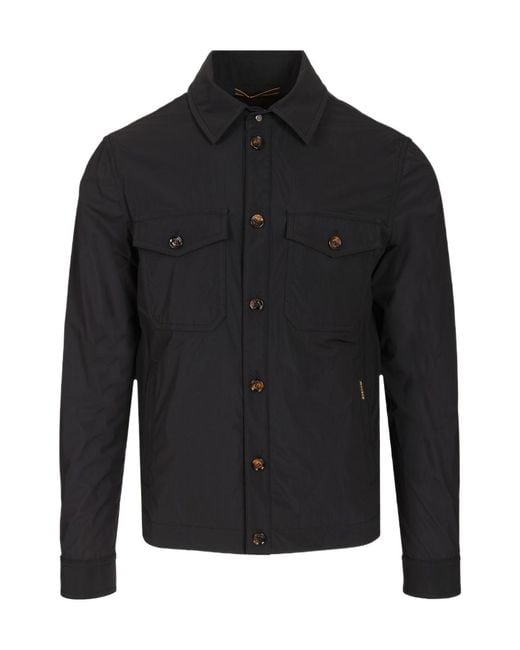 Moorer Black Shirt Jacket With Pockets for men