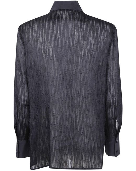 Peserico Blue Frayed-Effect Shirt