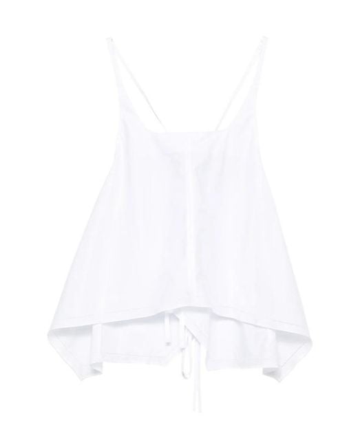 Low Classic White Sleeveless A-Line Top