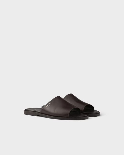 Prada Brown Open-Toe Slides for men