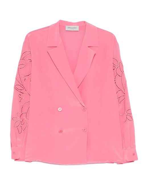 ERMANNO FIRENZE Pink Cutout Double-Breasted Jacket