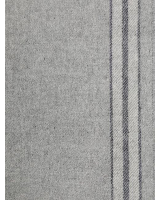 Brunello Cucinelli Gray Striped Fringed Scarf for men