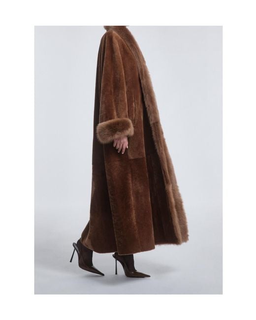 Nour Hammour Brown Sima Grand Shearling Coat