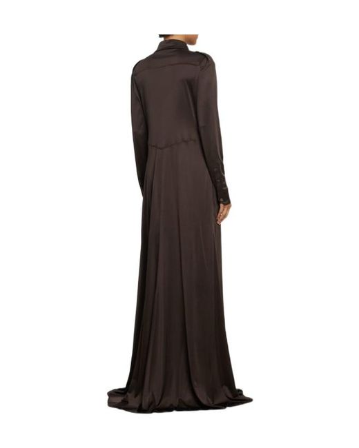 Tom Ford Brown Long Dress With Long Sleeves