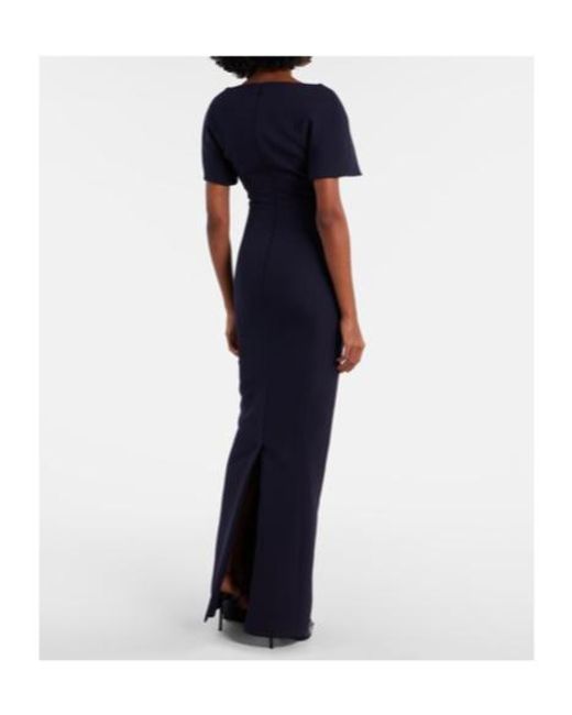 Safiyaa Blue Lacin Embellished Crepe Gown
