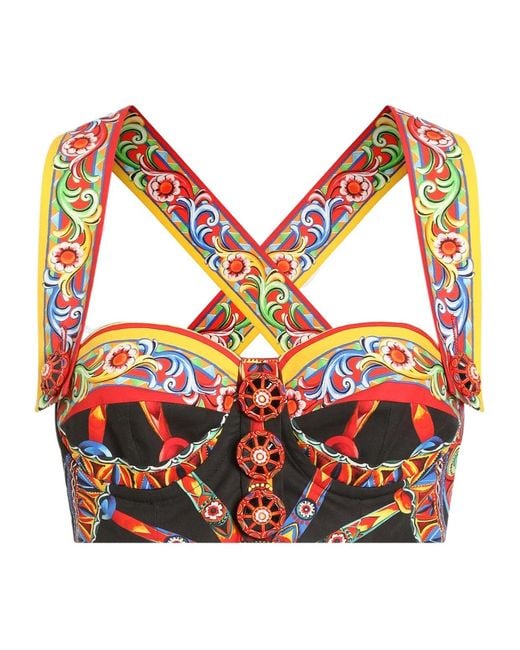 Dolce & Gabbana Orange Carretto-Print Poplin Top