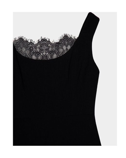 Roland Mouret Black Lace-Insert Crepe Dress