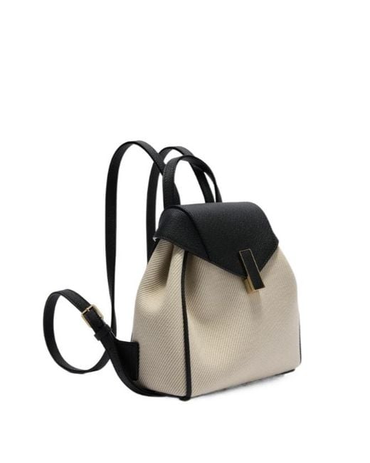Valextra Black Iside Textured Canvas Backpack Mini