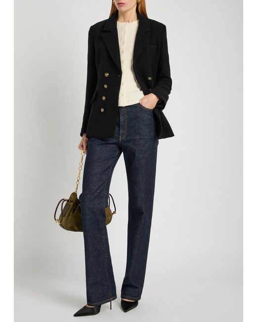Veronica Beard Black Claude Dicky Double-Breasted Stretch-Wool Blazer