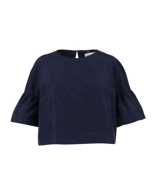 Weekend by Maxmara Blue Break Ruffled Sleeve Top
