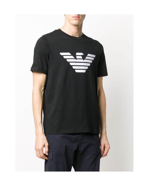 Emporio Armani Black Large Logo T-Shirt for men