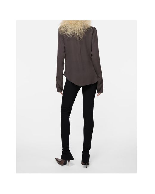 Acne Gray Cowl Neck Draped Blouse