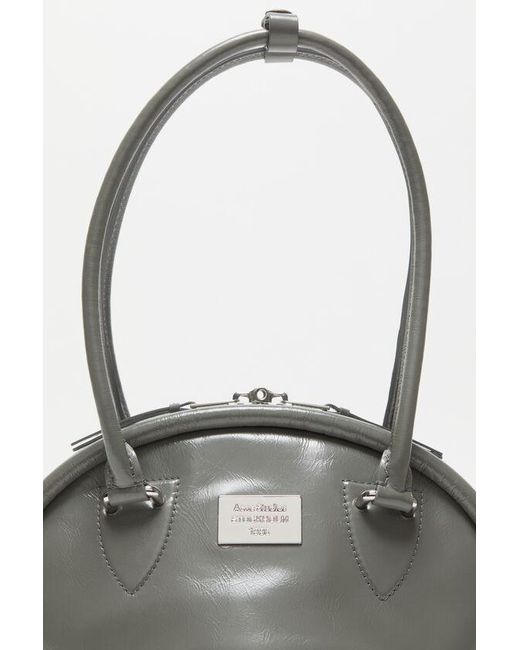 Acne Gray Bowlina Logo Plaque Mini Shoulder Bag