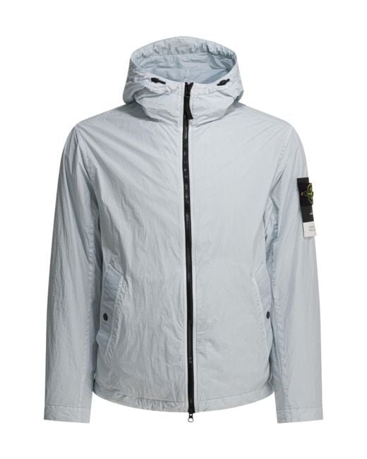 Stone Island Gray Hooded Zip Jacket for men