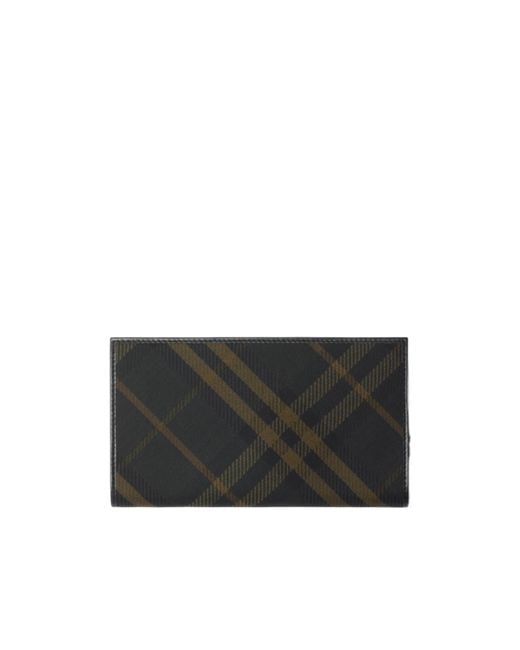 Burberry Black Checked Zipped Continental Wallet for men
