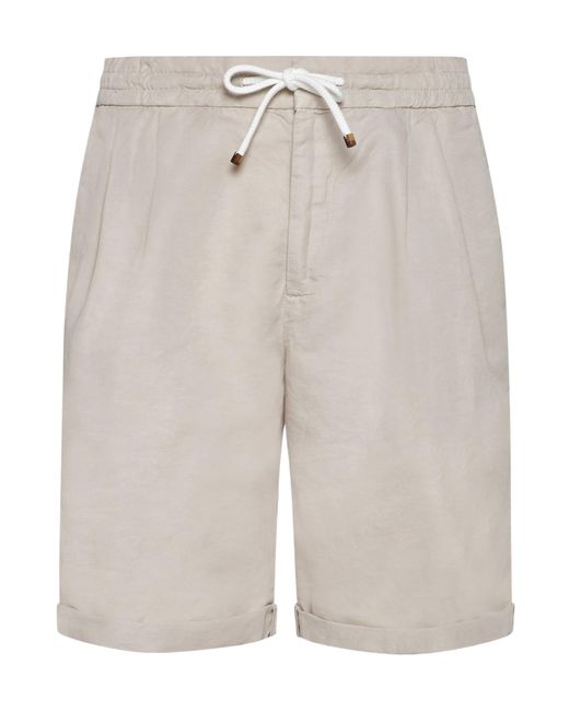 Brunello Cucinelli Gray Elasticated Waistband Drawstring Shorts for men
