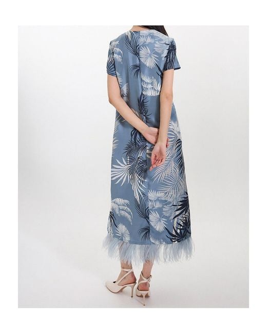 Marella Blue Printed Short-Sleeve Dress
