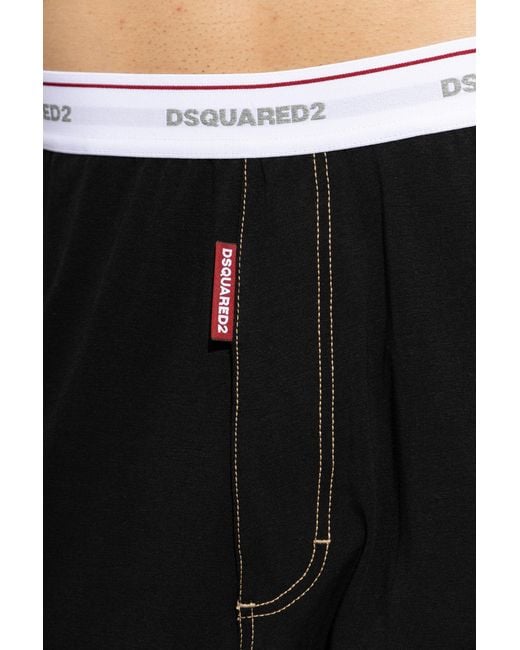 DSquared² Black Elastic-Waist Casual Trousers for men