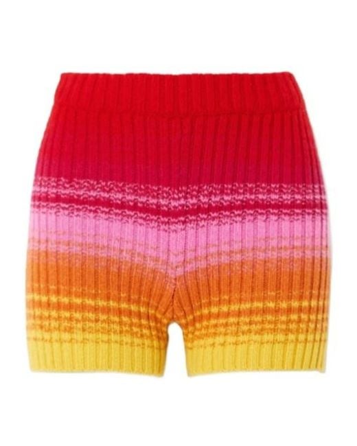The Elder Statesman Orange Striped Ribbed Cashmere Shorts