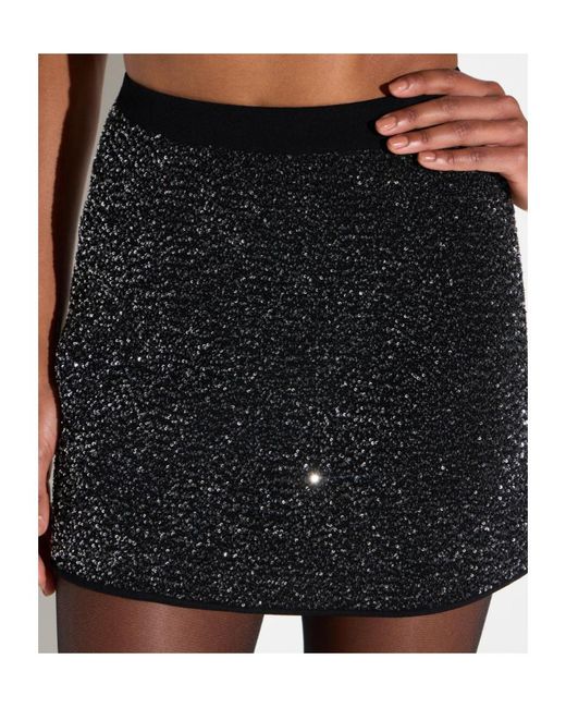 Elisabetta Franchi Black Knit Sequin Skirt