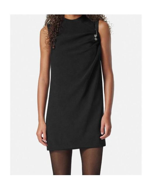 Versace Black Safety-Pin Detailed Sleeveless Mini Dress