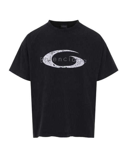 Balenciaga Black Logo Print Boxy T-Shirt for men