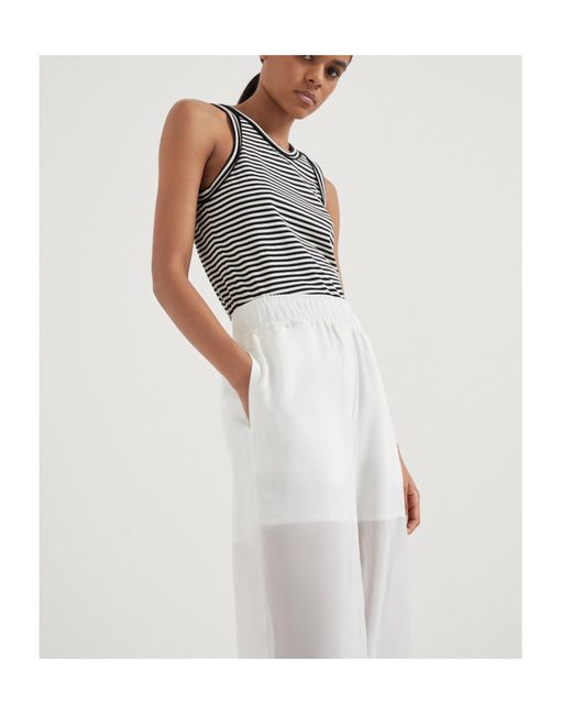 Brunello Cucinelli White High-Waist Wide Leg Trousers