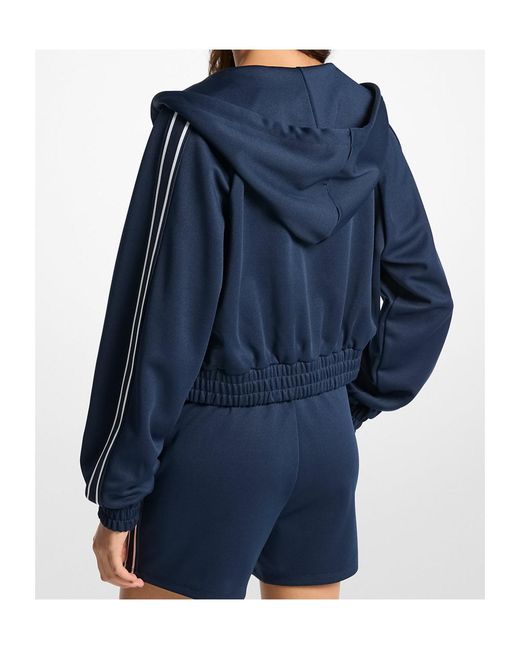 MICHAEL Michael Kors Blue Piqué Contrast Zip-Up Track Jacket