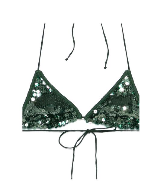 Oseree Green Oséree Marylin Sequin Triangle Bikini Set