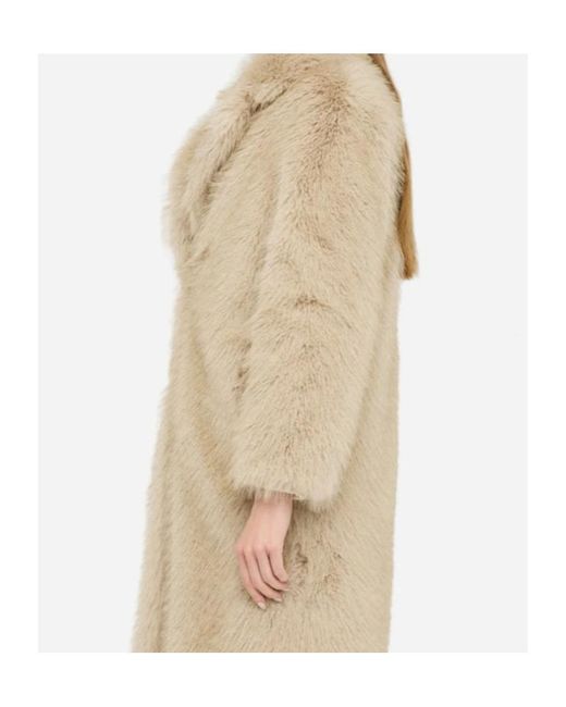 Liu Jo Natural Long-Sleeved Faux-Fur Coat
