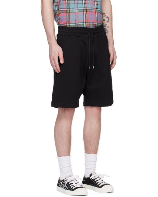 Vivienne Westwood Black Embroidered-Orb Cotton Shorts for men