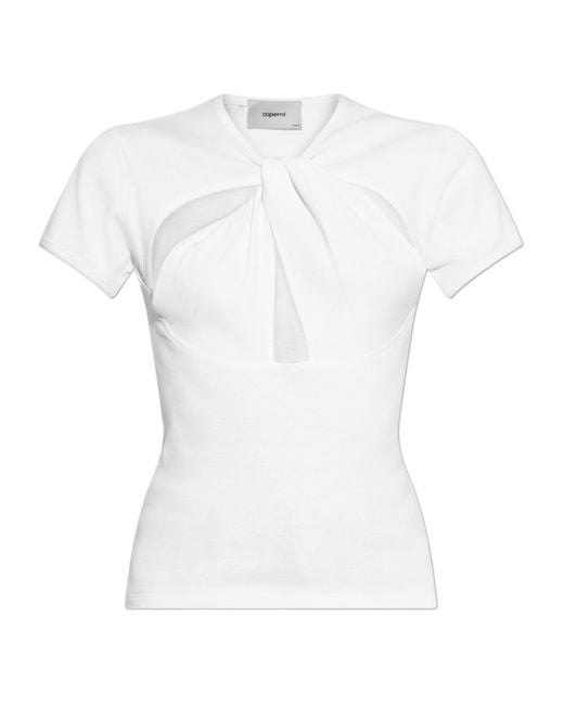 Coperni White Twist-Detail Short-Sleeve Top