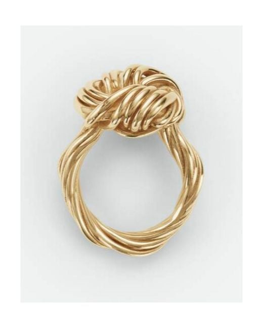 Bottega Veneta Metallic Knotted Pendant Ring