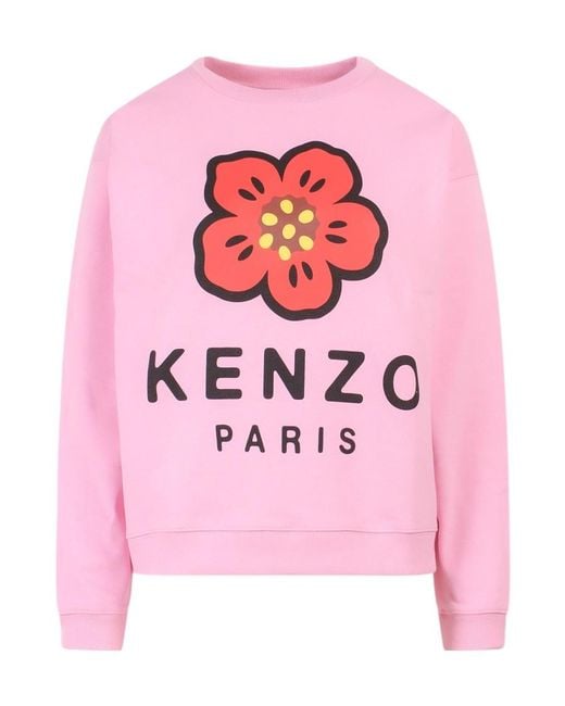 KENZO Pink Graphic Printed Long-Sleeved Sweatshirt