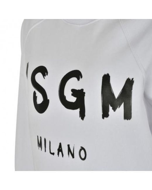 MSGM Gray Printed Logo Sweater