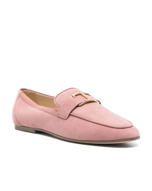 Tod's Pink Round Head Loafer Shoes